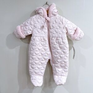 NWT Rothschild Sparkle Quilted Pram Suit Baby Girl 3–6M Pink Hooded Outerwear
